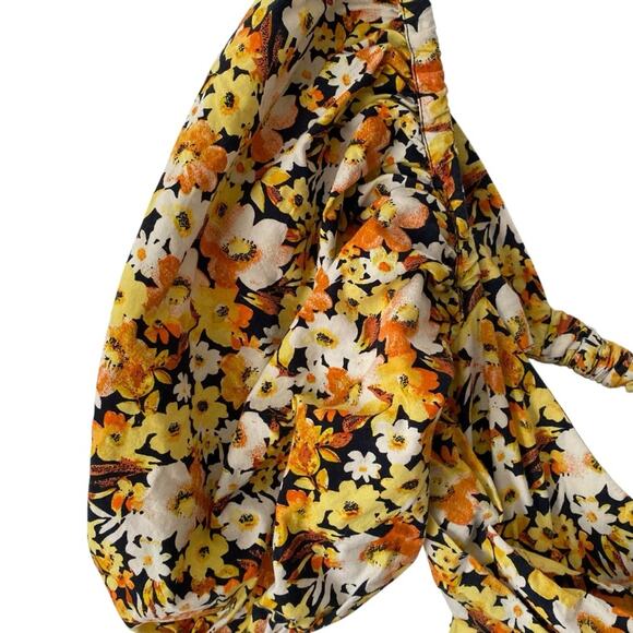 Free People Amy Floral Print Jumpsuit size XS Yellow Black Orange Flowers - Picture 6 of 11